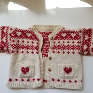 Handknit 100% wool sweater, infant